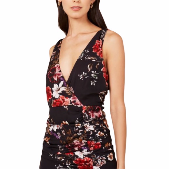 NICHOLAS Drape Front Ruched Floral Print Dress - Picture 2 of 16